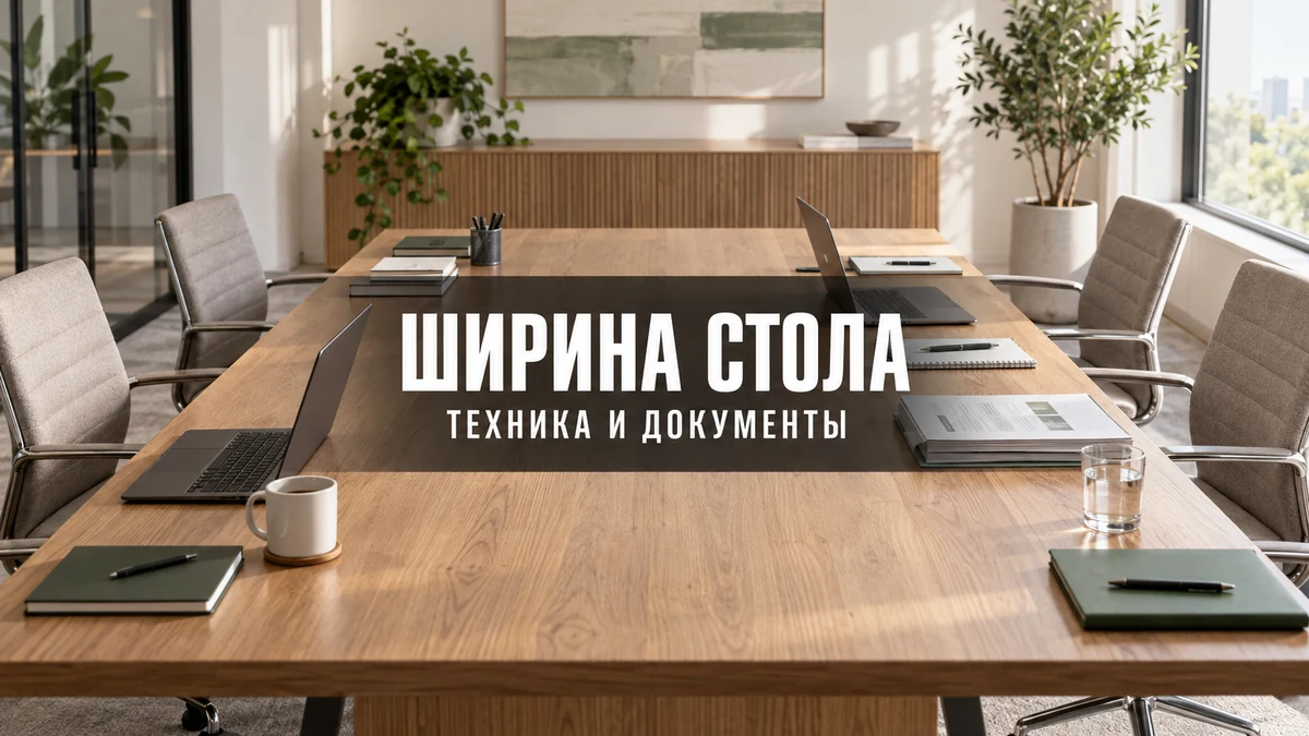 Переговорный стол с ноутбуками и документами, разложенными с обеих сторон и в общей центральной зоне