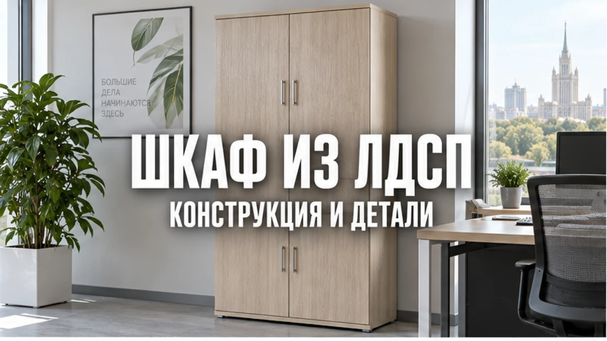 Светлый офисный шкаф из древесной плиты в спокойном современном интерьере