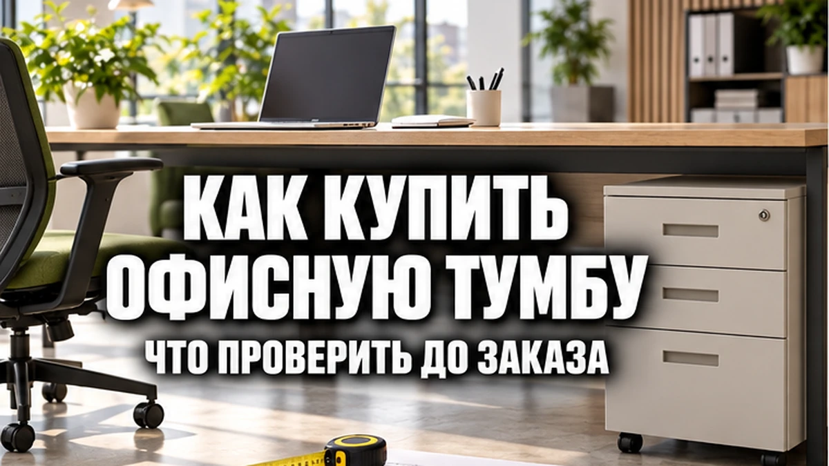 Офисная тумба с ящиками под рабочим столом в светлом кабинете